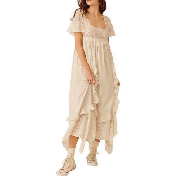 NWT Free People Bring the Romance Handkerchief Hem Maxi Dress - Picture 1 of 13